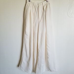 XS wide leg slacks, cream.